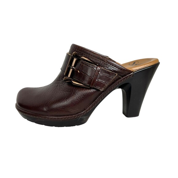 Sofft Platform Mules Clogs w Buckle Size 8.5 Dark Brown Raisin Leather Y2K - Picture 9 of 14